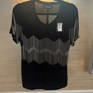 NWT The Kooples Metal- chain fringed tee